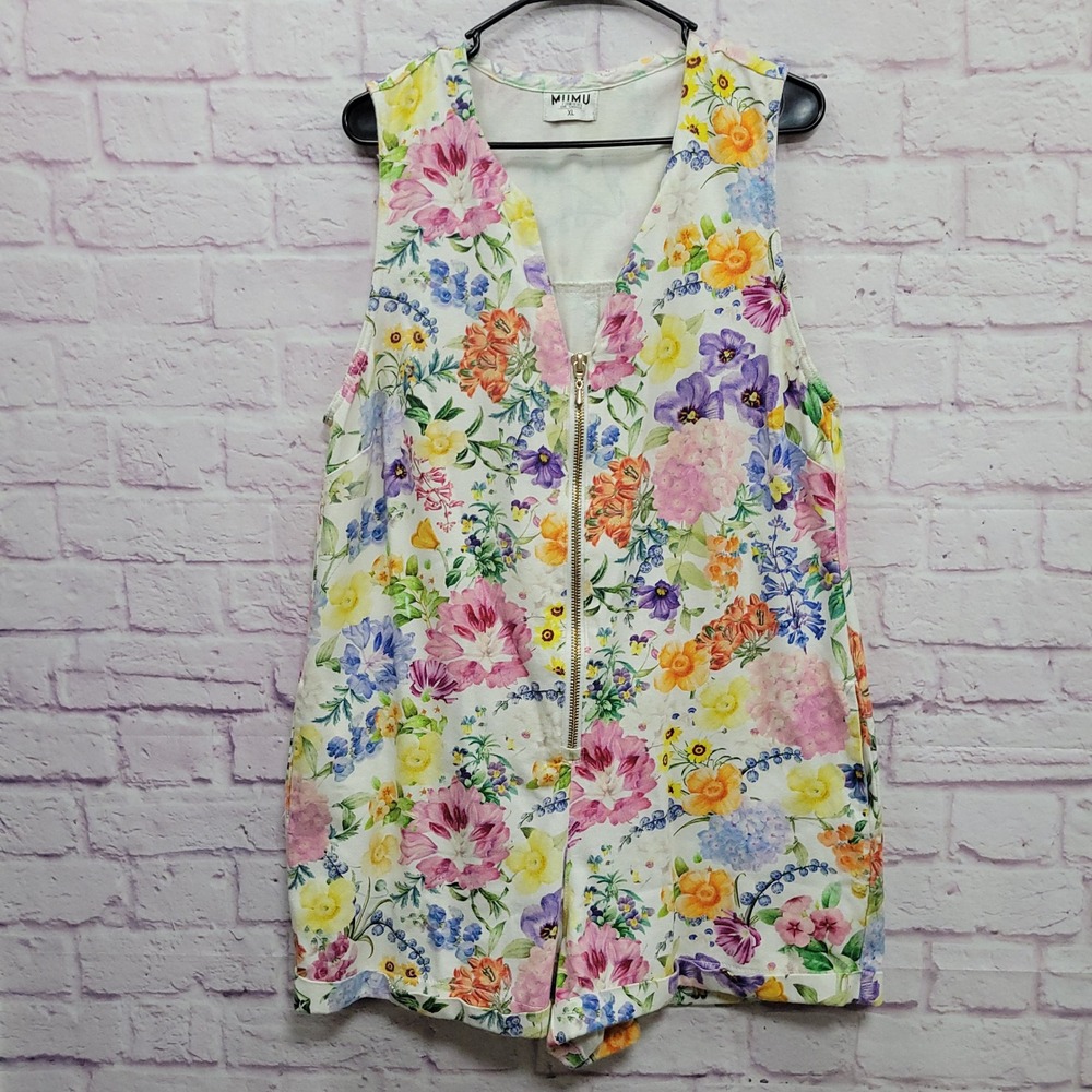Show Me Your Mumu Floral Reno Romper XL Zip Front Coquette Festival Casual Chic